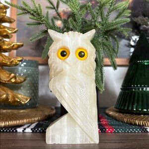 Adorable True MCM Vintage Hand-Carved Genuine Onyx Owl Figure